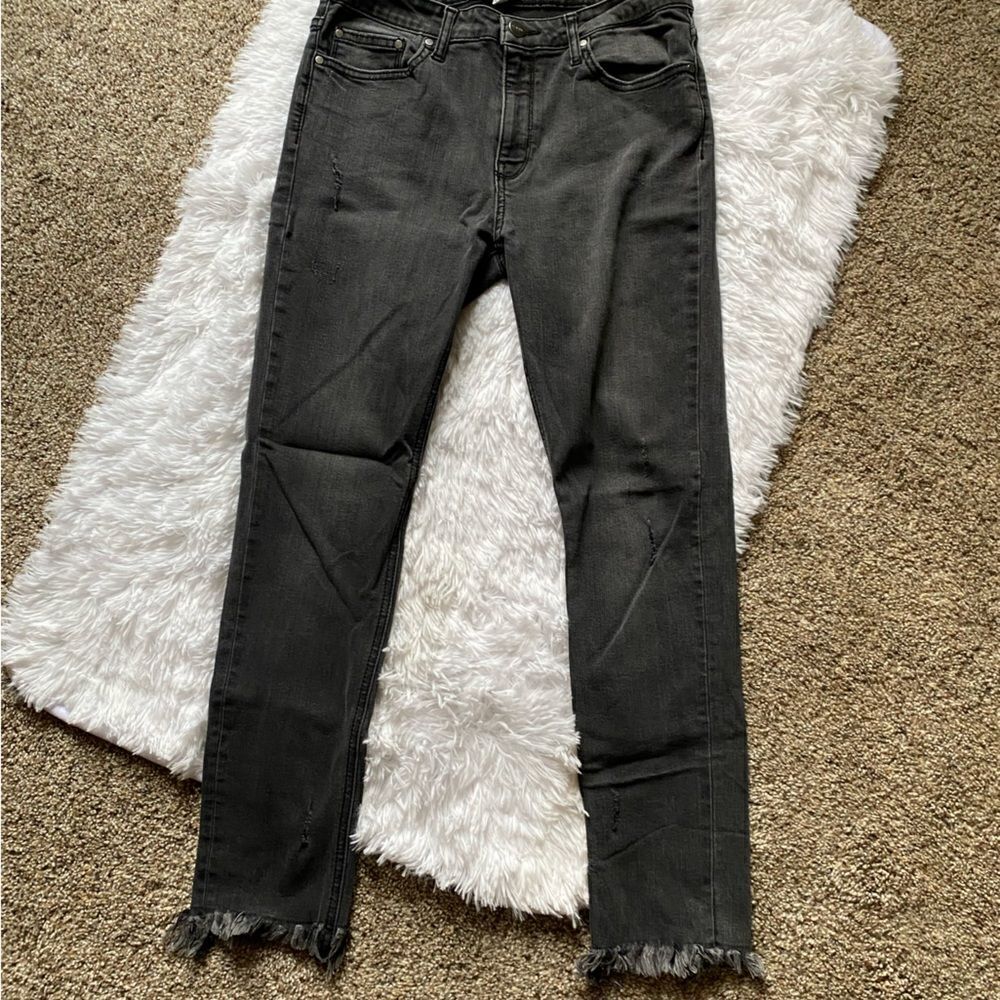 Evidnt Los‎ Angeles Jeans Raw Fringe Ankle Black Women’s Size 29